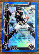 2025 Topps Holiday Drew Romo Blue Metallic Glitter RC #H114