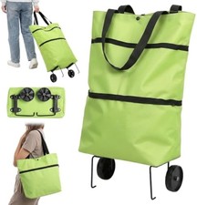 2in1 Foldable Rolling Tote, Waterproof Oxford, Collapsible Travel