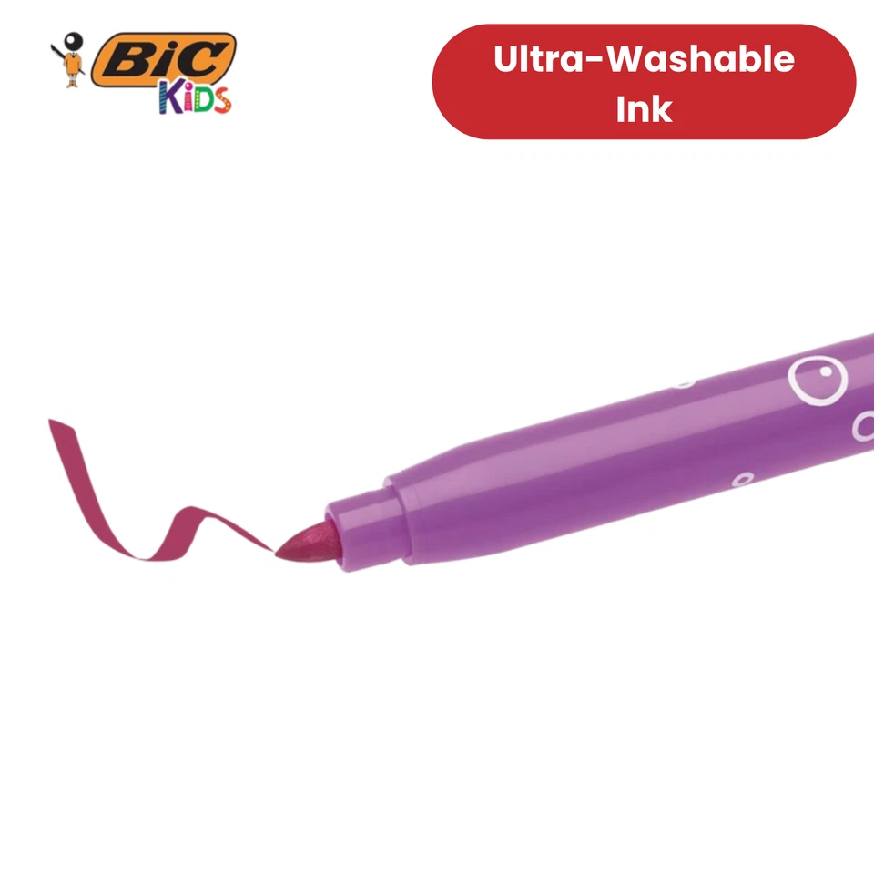 BIC Kids Felt Tip Pen 24 Colours Medium Blocked Tip for Art, Washable Pack of 24 — 第 3/4 张图片