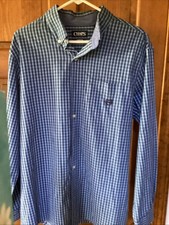 Chaps Mens Long Sleeve Dress Shirt Blue plaid SizeXLT Fit PreOwned