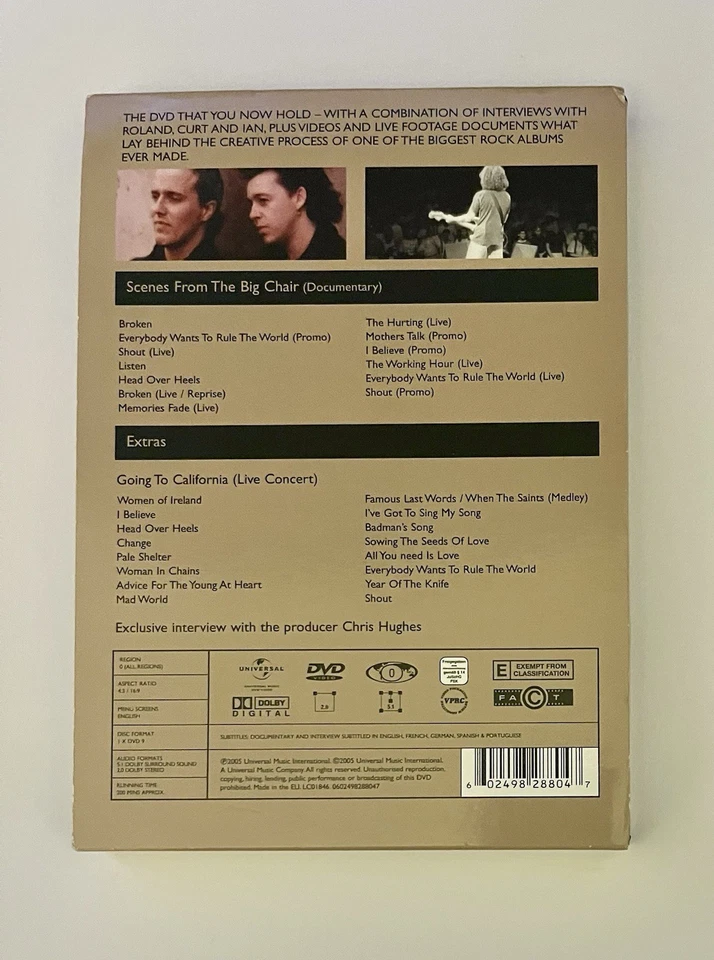 Tears for Fears, Scenes from the Big Chair DVD (2005), Documentary, Live Concert - Image 4 of 4