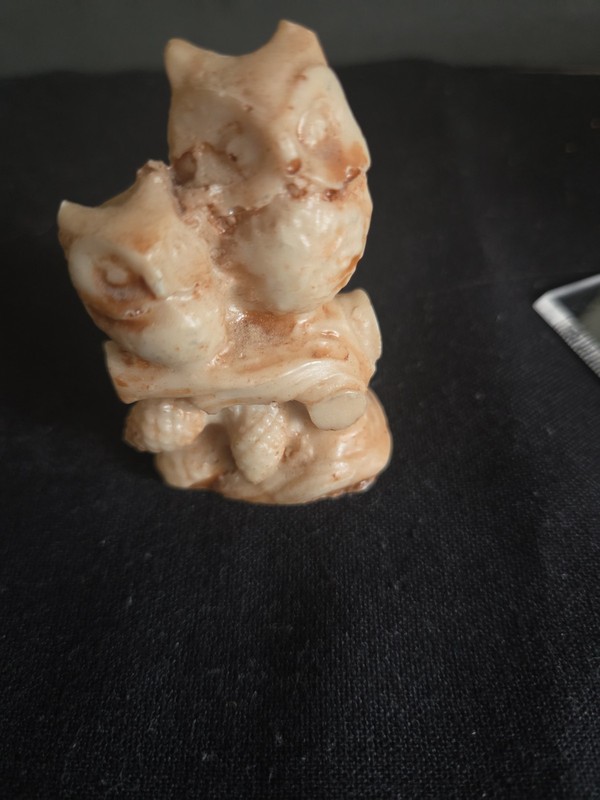 Vintage Mini Hand Carved Stone Owl Figurine Bird Animal
