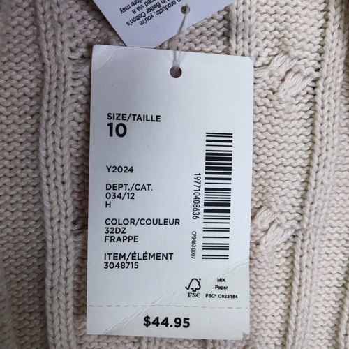Gymboree Sweater Girls Size 10 Frappe Pink Cable Knit Cardigan Open Front NWT - Picture 4 of 10
