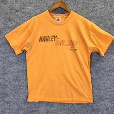 Vintage Harley-Davidson Shirt Mens Large Orange Made in USA Clinton Iowa Y2K