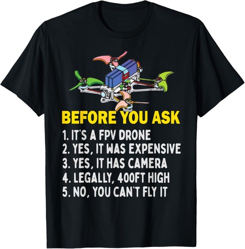 FUNNY FPV DRONE RACING T-Shirt Quad Copter RC Gift