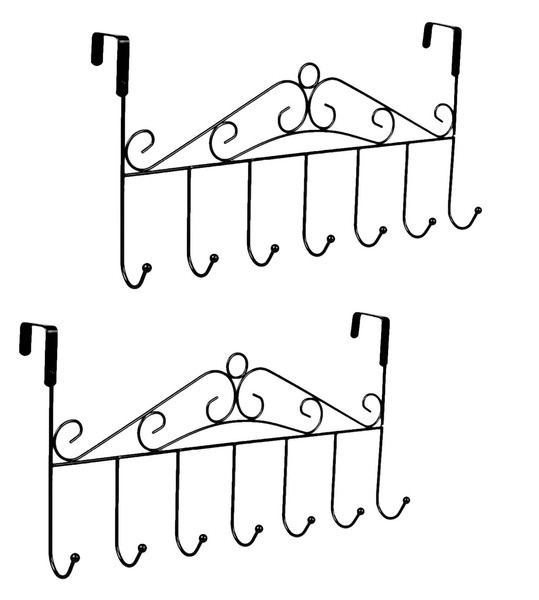 2 X TüRgarderobe Zum EinhäNgen TüRhakenleiste Garderobenhaken TüRhaken Schwarz-image