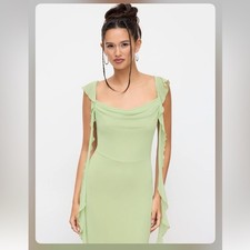 Cider MESH RUFFLE HEM MAXI DRESS S VP-11