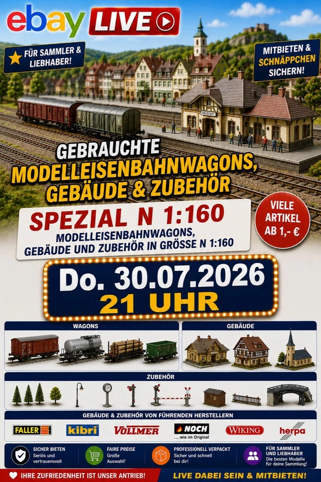 Gebrauchte Modellbahnwagons, Gebäude und Zubehör - N 1:160