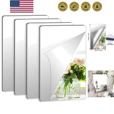 4 Pack Self Adhesive Acrylic Mirror, 6X 9 Inch Mirror Tiles,Flexible Plastic ...