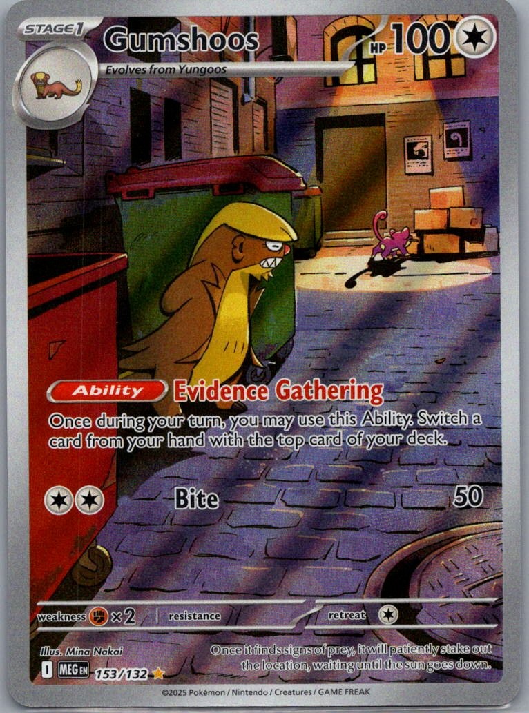 Gumshoos Illustration Rare ME01: Mega Evolution 153/132 LP-NM