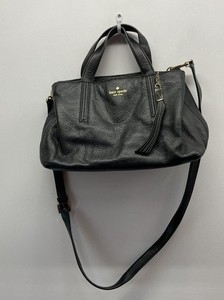 Kate Spade Black Pebbled Leather Southport Avenue Alessa Satchel Crossbody Bag
