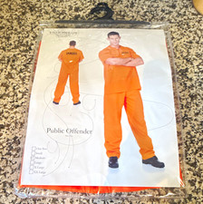Underwraps Convict Prisoner Inmate Costume Complete Outfit Orange M 29436