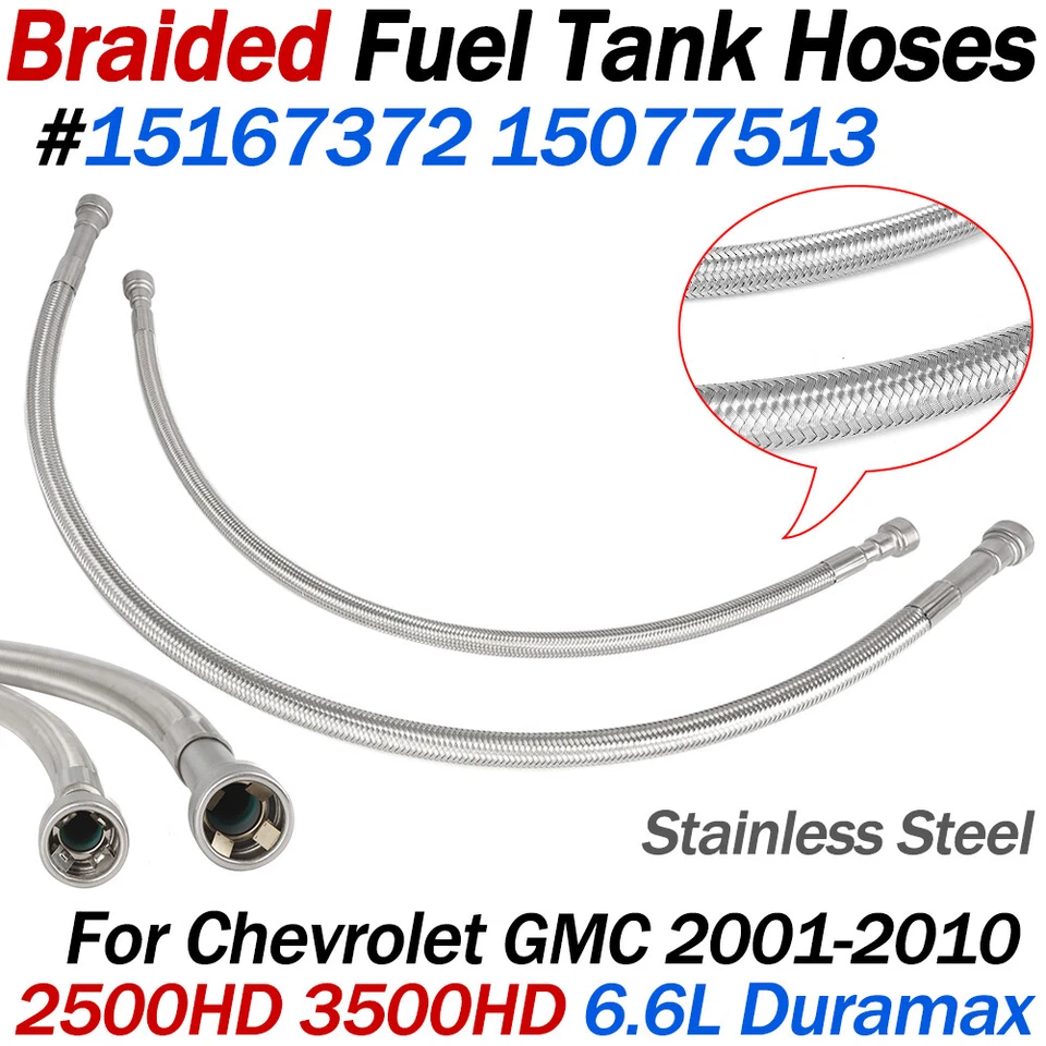 Mangueras de tanque de combustible para Chevrolet GMC Sierra 2500HD 2001-2010 6,6 L Duramax acero inoxidable Foto 2 de 4