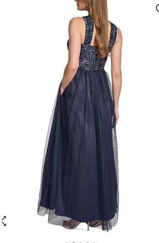 Eliza J Sequin and Tulle Halter Ballgown Size 12 - Picture 2 of 10