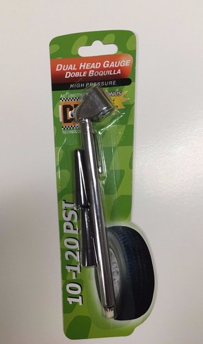 6" METAL DUAL HEAD PENCIL TIRE PRESSURE GAUGE WITH VALVES 10-120 PSI TG-1203A - Picture 3 of 3