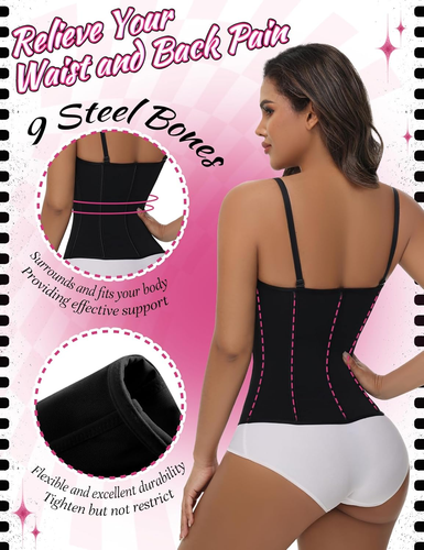 Waist Trainer for Women Tummy Control Vest Black Corset Shapewear Bustier Tank T - Picture 6 of 6