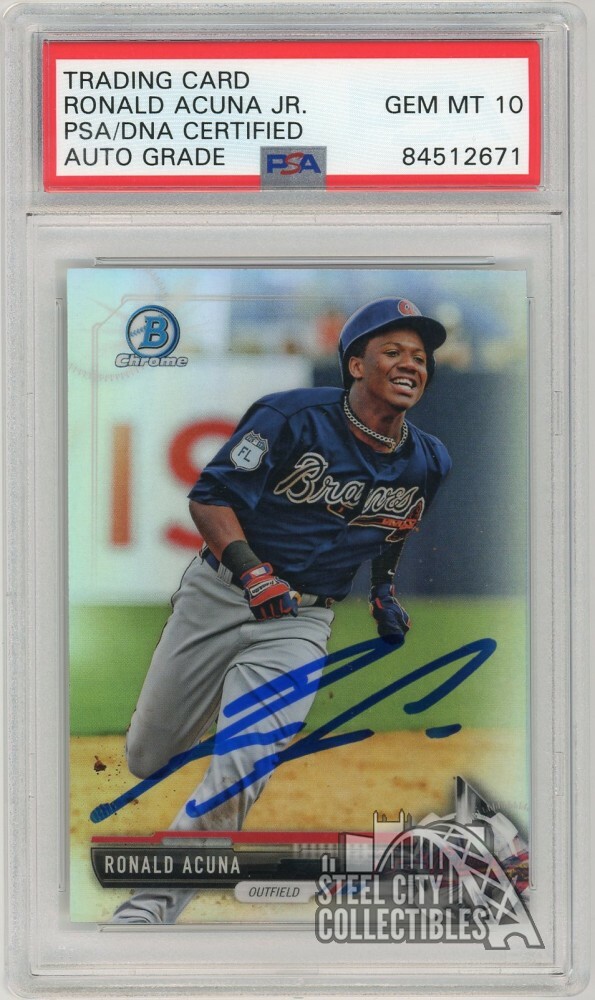 Ronald Acuna Jr 2017 Bowman Chrome Refractor Auto #BDC-39 - PSA/DNA 10