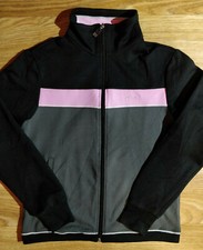 Asics Vintage Womens Tracksuit Top Jacket Black Pink Gray