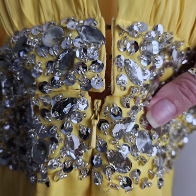 Women Long Rhinestone Yellow Dress Size 2 Special Occasion Maxi A-line Low Back | eBay Women Long Rhinestone Yellow Dress Size 2 Special Occasion Maxi A-line Low Back | eBay