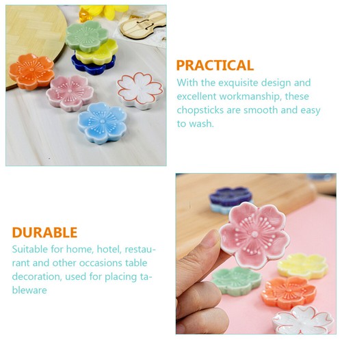 7PCS Ceramic Chopsticks Holders Sakura Pattern Spoons Storage Racks Gadgets - Picture 3 of 12