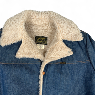 Vintage Wrangler Jacket Adult EXTRA LARGE Blue Wrange Coat Sherpa