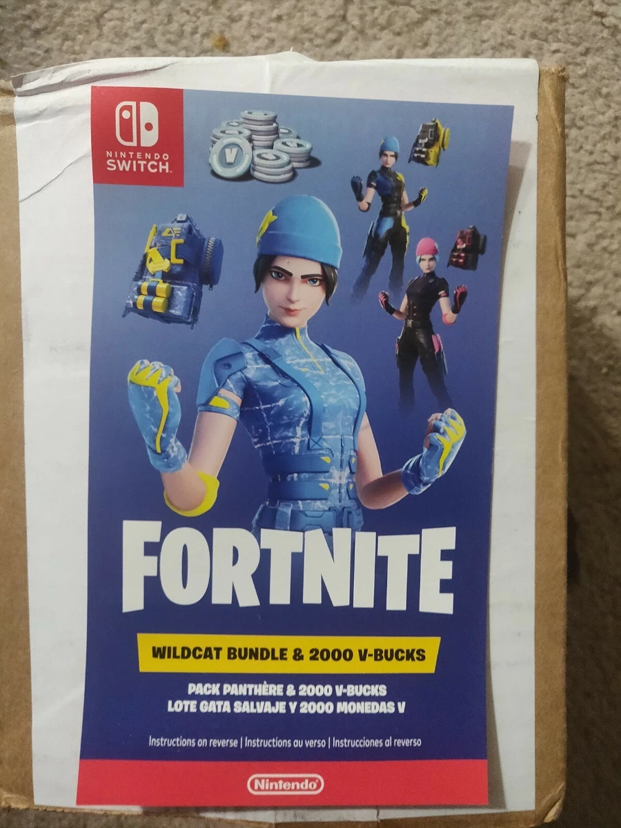 Nintendo Switch Fortnite WildCat Bundle USA CODE card + 2000 vbucks  UNSCRATCHED