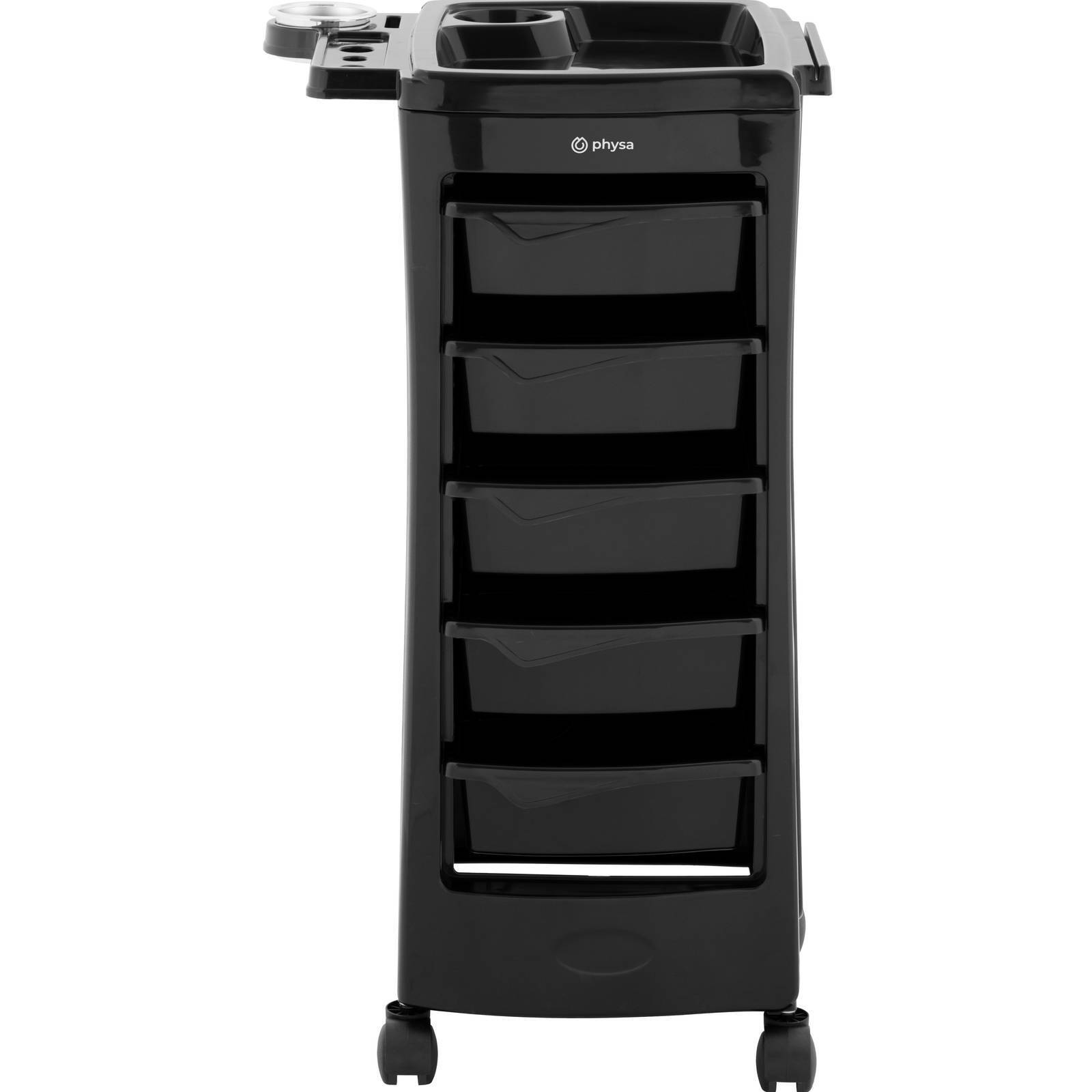 Rollbarer Friseurtrolley Friseurwagen Kosmetikwagen 5 Schubladen 10 kg schwarz