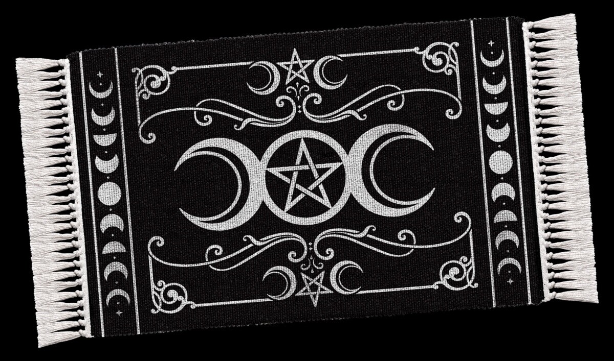 Carpet Wicca - Triple Moon - by Alchemy Altar Cloth Wall Hanging Gothic