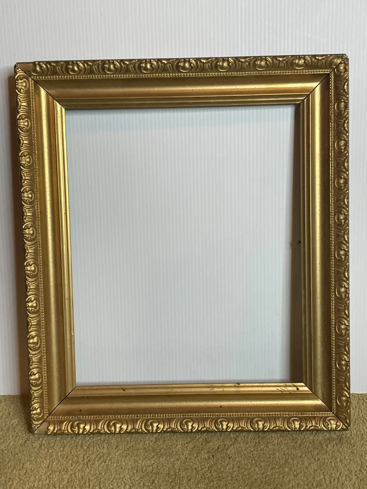 GRAN marco de fotos barroco antiguo vintage ornamentado dorado filigrana tallado en madera Foto 2 de 4