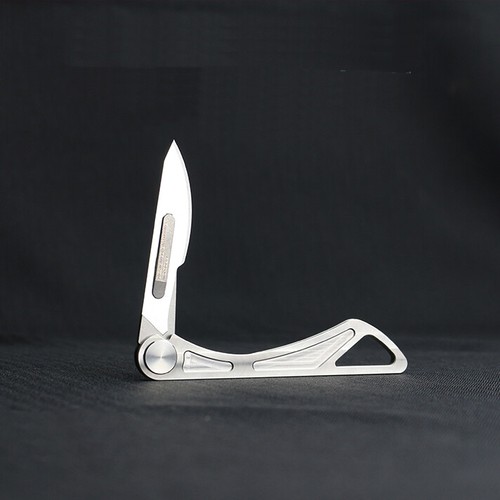 Titanium Knife Scalpel Blade Mini Pocket EDC Tools Survival Folding Keychain - Picture 14 of 16
