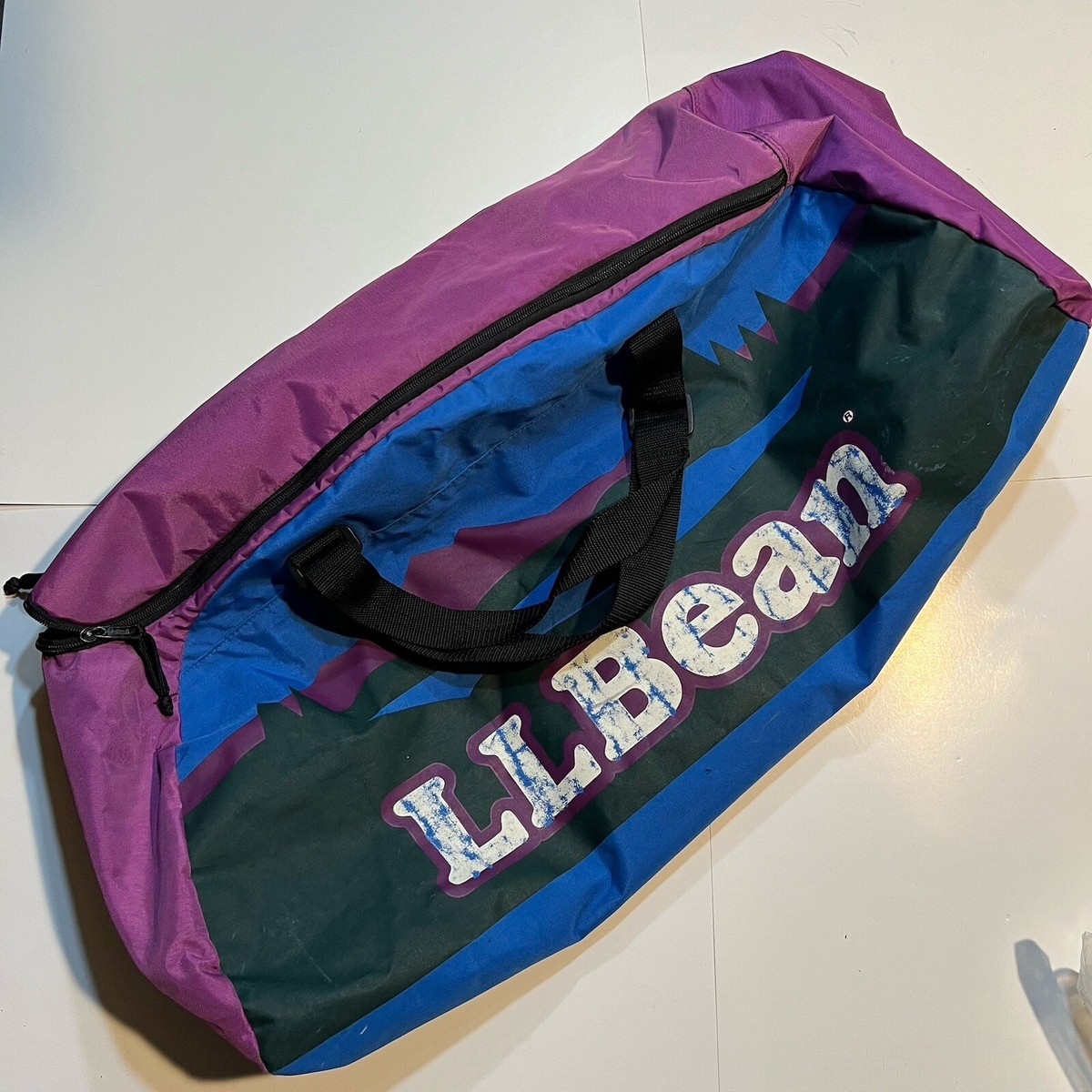 VINTAGE 90s LL BEAN DUFFEL Bag Sunrise Logo Blue Black Purple | eBay