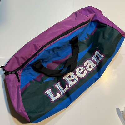 VINTAGE 90s LL BEAN DUFFEL Bag Sunrise Logo Blue Black Purple | eBay