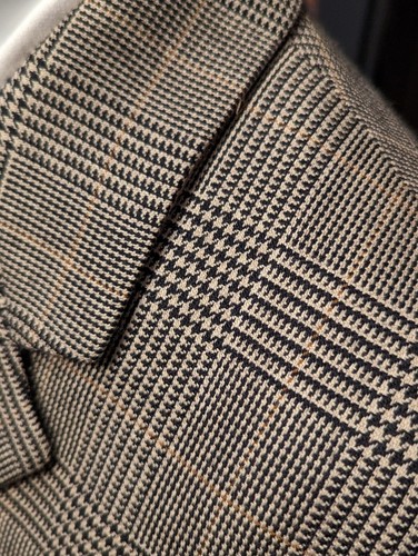 43R Lauren Ralph Lauren Gray Black Teal HOUNDSTOOTH SILK Wool Jacket Blazer - Picture 6 of 7