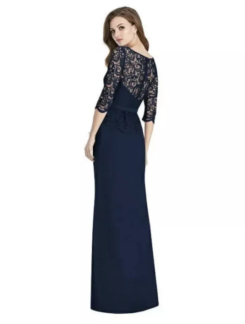 Jenny Packham NWT Lux Chiffon Dress With Marquis Bodice In Midnight Size 2