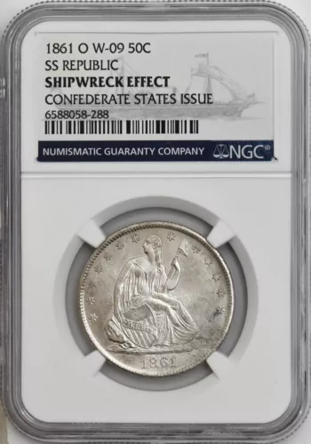 1861-O Seated Half 50c SS Republic Confederate States Issue CSA W-09 NGC 