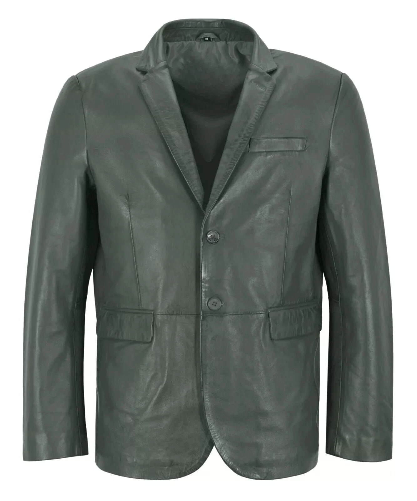 Men's Gray Leather Blazer Pure Soft Lambskin Custom Made 2 Button Coat Blazer