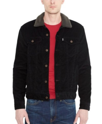 Levi's Mens Black Sherpa Trucker Jacket Size M V6909