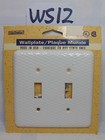 1994 INTERDESIGN WALLPLATE DOUBLE TOGGLE SWITCH COVER WHITE LEAF METAL NEW USA