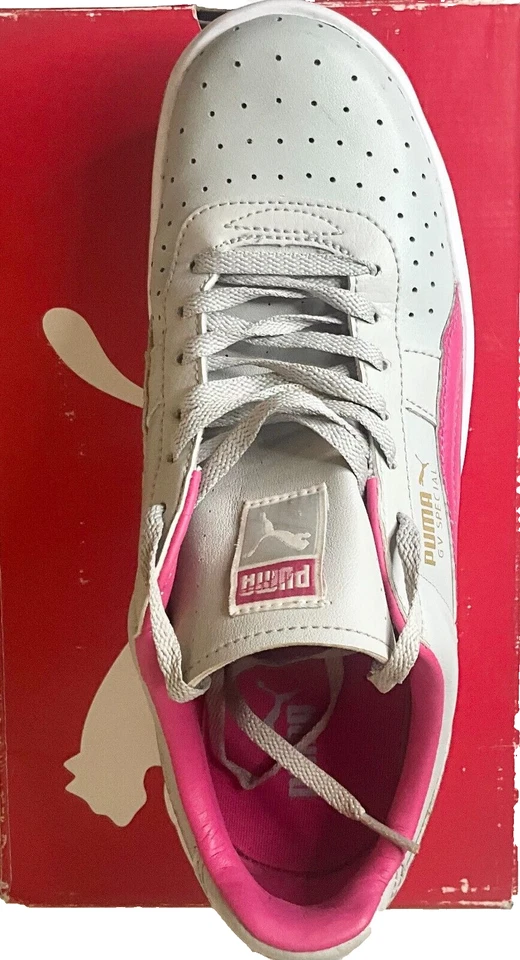 Sapatos de Couro Puma GV Special Jr Tamanho 7 Cinza Violeta-Fúcsia Roxo - Frete Grátis - Imagem 3 de 4