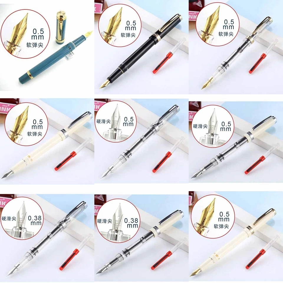 698 Plastic Piston Fountain Pen F/EF 0.5/0.38mm Extra Fine Nib Writing Wing Sung - Image 2 of 4