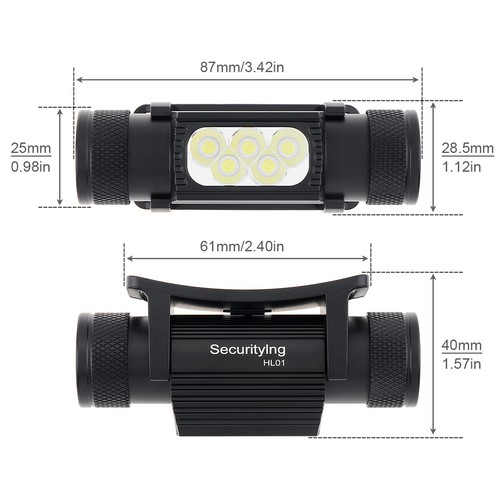 SecurityIng 2420LM 5 LED USB TypeC Rechargeable Headlight with 6 Modes Light - Picture 2 of 12