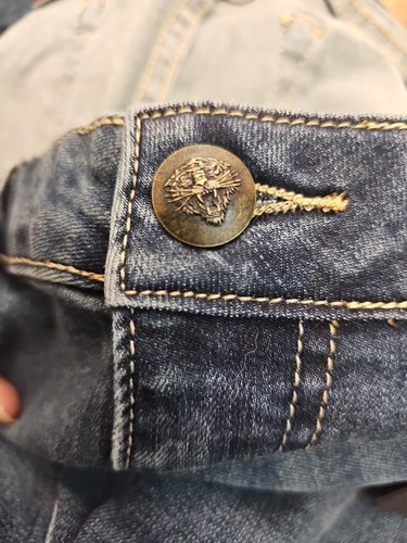 Pantalones de mezclilla holgados para mujer Ed Hardy talla 30 tatuaje tigre pez tímido nuevos con etiquetas - Imagen 10 de 10