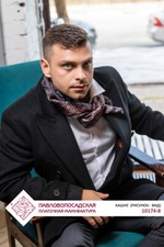 10174-8 Pavlovo Posad scarf 100% Pure  wool - silk men wrap kerchief cachenez