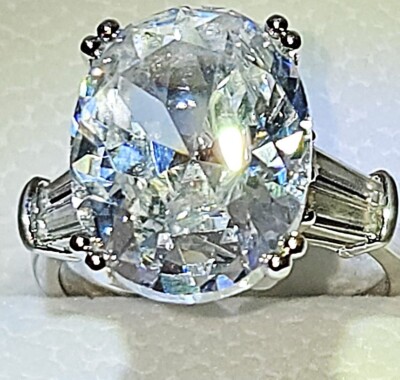 6 Ct Oval Cut Lab Created Diamond with Baguettes Size 7