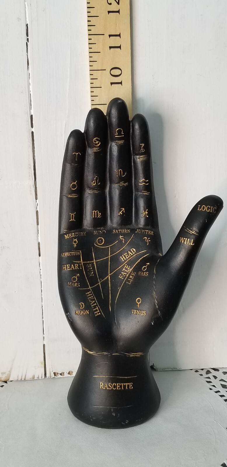 Hand Figure Tabletop Figurine Palmistry Black Gold 