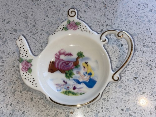 Disney Parks Alice in Wonderland Cheshire Cat Teapot Teabag Tidy Holder Dishes - Picture 3 of 5