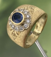 ring anello FASCIA buccellati style INCISA  oro18KT 750°/°° ZAFFIRO  BRILLANTI
