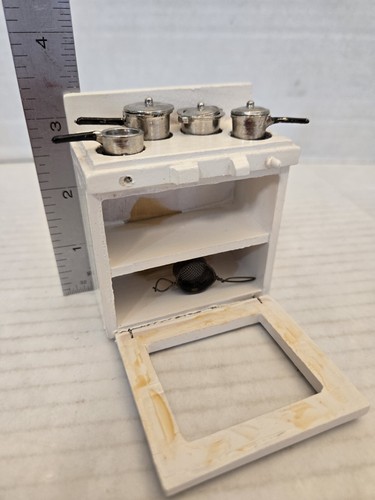 Dollhouse Miniature Kitchen Furniture - Kitchen Stove w/ Pots & Pans FREE SHIP