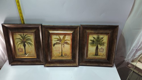 Set 3 Stück Insel Palme Kunstwerk von Chad Barrett 15" breit x 17" hoch Rahmen