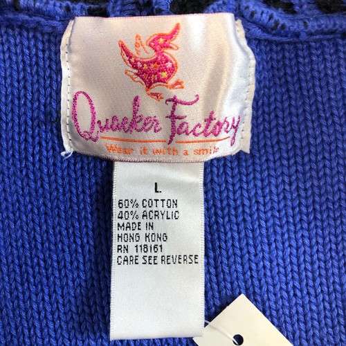 Quacker Factory Women Sweater Jacket Sz L Blue Full Zip Animal Print Detail NWT - Picture 5 of 13